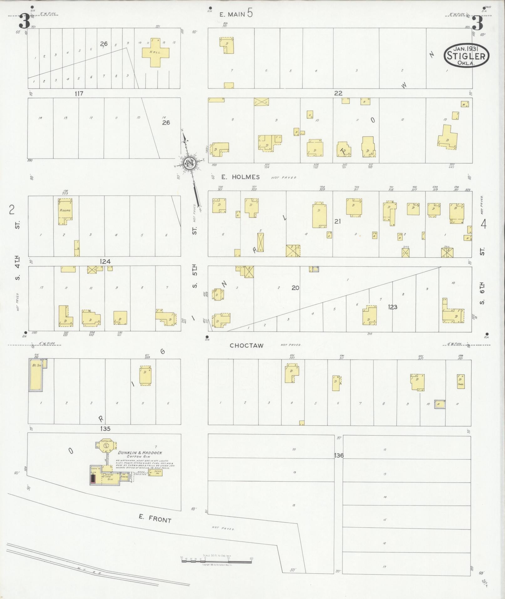 Sanborn Fire Insurance Map from Stigler, Haskell County, Oklahoma (1931), Sheet #0003 - Complete Map Set gallery image, historic Sanborn map, vintage wall art, Oklahoma Oklahoma