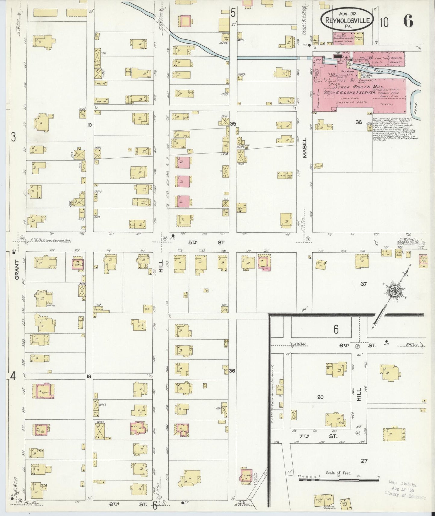 Sanborn Fire Insurance Map from Reynoldsville, Jefferson County, Pennsylvania (1912), Sheet #0006 - Complete Map Set gallery image, historic Sanborn map, vintage wall art, Pennsylvania Pennsylvania