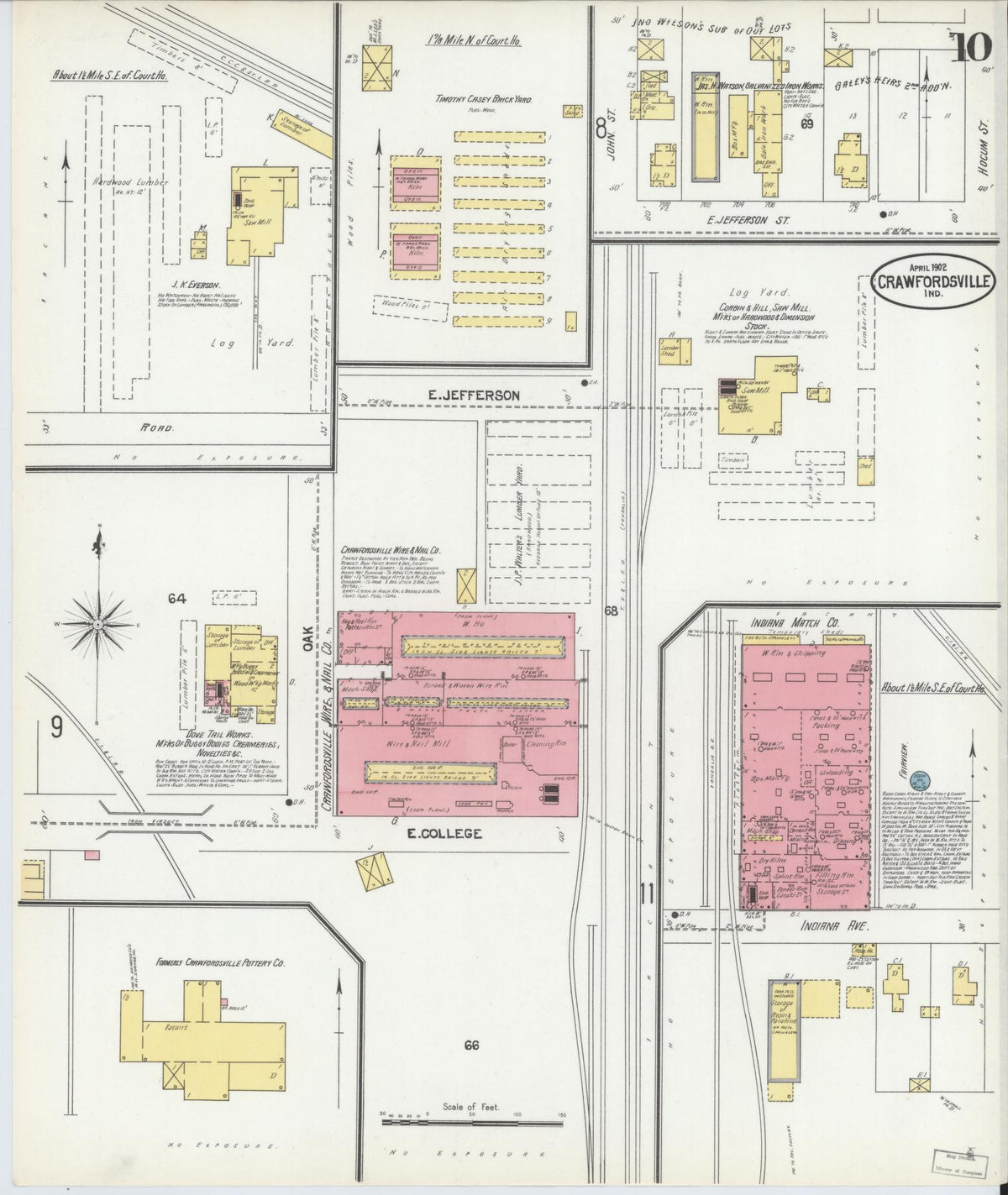 Sanborn Fire Insurance Map from Crawfordsville, Montgomery County, Indiana (1902), Sheet #0010 - Historic Sanborn Fire Insurance Map Print, vintage old map wall art, antique decor, genealogy gift, Indiana Indiana map