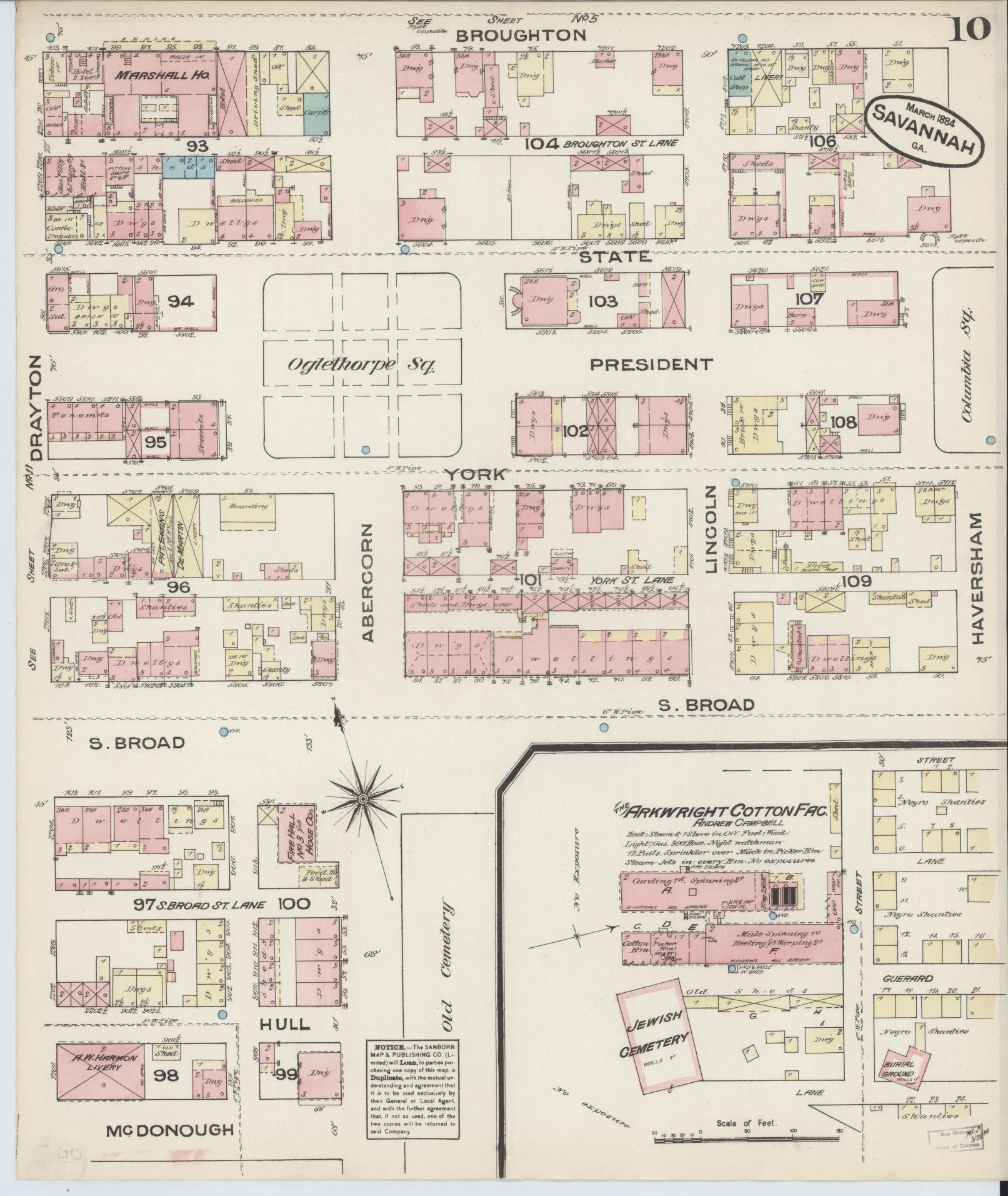 Sanborn Fire Insurance Map from Savannah, Chatham County, Georgia (1884), Sheet #0010 - Complete Map Set gallery image, historic Sanborn map, vintage wall art, Georgia Georgia