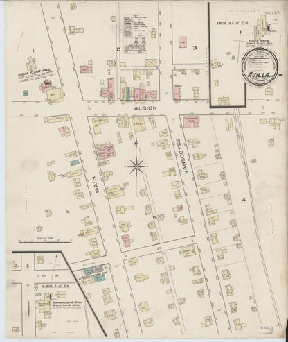 Sanborn Fire Insurance Map from Avilla, Noble County, Indiana (1886), Sheet #0001 - Historic Sanborn Fire Insurance Map Print, vintage old map wall art, antique decor, genealogy gift, Indiana Indiana map