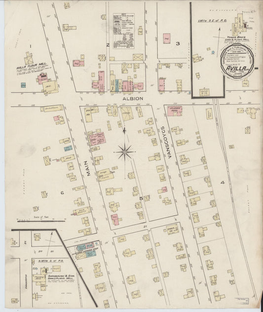 Sanborn Fire Insurance Map from Avilla, Noble County, Indiana (1886), Sheet #0001 - Historic Sanborn Fire Insurance Map Print, vintage old map wall art, antique decor, genealogy gift, Indiana Indiana map