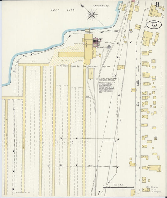 Sanborn Fire Insurance Map from Ely, Saint Louis County, Minnesota (1906), Sheet #0008 - Historic Sanborn Fire Insurance Map Print, vintage old map wall art, antique decor, genealogy gift, Minnesota Minnesota map