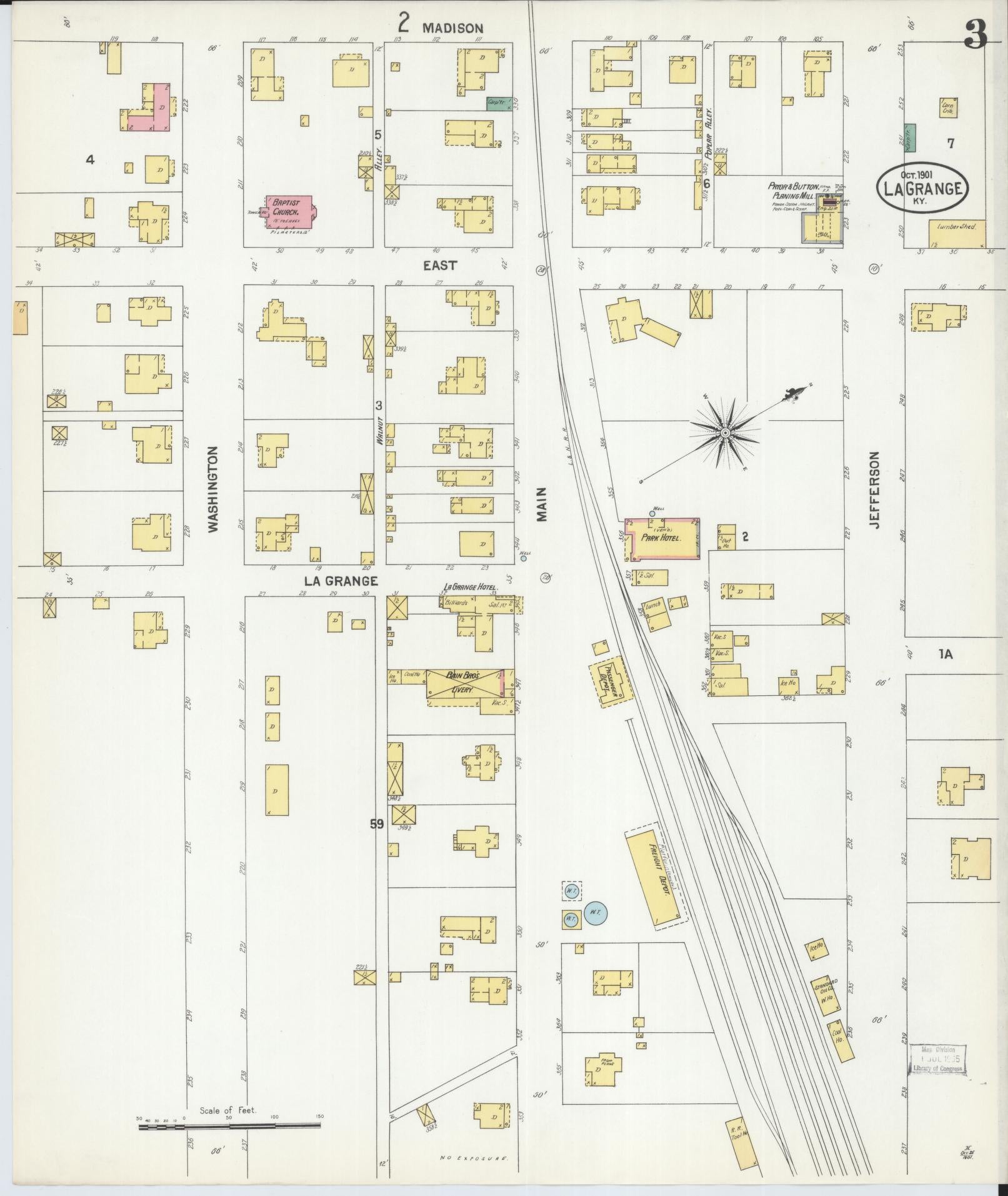 Sanborn Fire Insurance Map from La Grange, Oldham County, Kentucky (1901), Sheet #0003 - Historic Sanborn Fire Insurance Map Print, vintage old map wall art, antique decor, genealogy gift, Kentucky Kentucky map