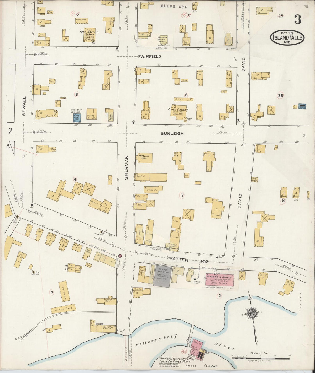 Sanborn Fire Insurance Map from Island Falls, Aroostook County, Maine (1929), Sheet #0003 - Historic Sanborn Fire Insurance Map Print, vintage old map wall art, antique decor, genealogy gift, Maine Maine map