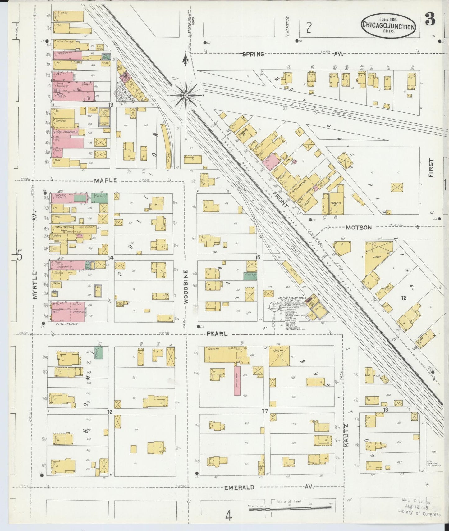 Sanborn Fire Insurance Map from Chicago Junction, Huron County, Ohio (1904), Sheet #0003 - Historic Sanborn Fire Insurance Map Print, vintage old map wall art, antique decor, genealogy gift, Ohio Ohio map