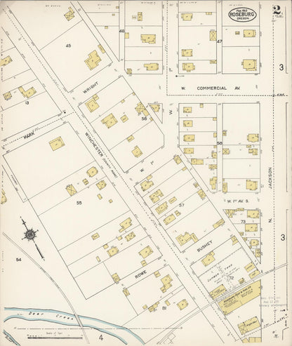 Sanborn Fire Insurance Map from Roseburg, Douglas County, Oregon (1912), Sheet #0002 - Complete Map Set gallery image, historic Sanborn map, vintage wall art, Oregon Oregon