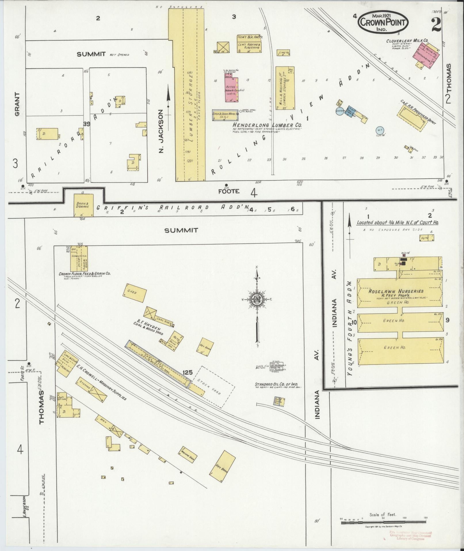 Sanborn Fire Insurance Map from Crown Point, Lake County, Indiana (1921), Sheet #0002 - Historic Sanborn Fire Insurance Map Print, vintage old map wall art, antique decor, genealogy gift, Indiana Indiana map