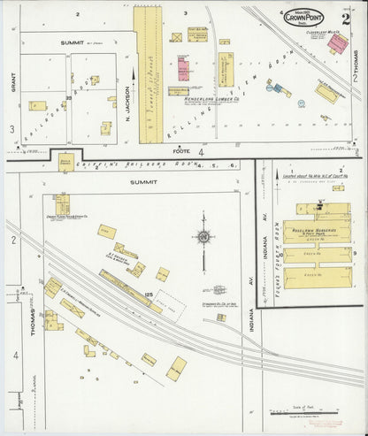 Sanborn Fire Insurance Map from Crown Point, Lake County, Indiana (1921), Sheet #0002 - Historic Sanborn Fire Insurance Map Print, vintage old map wall art, antique decor, genealogy gift, Indiana Indiana map