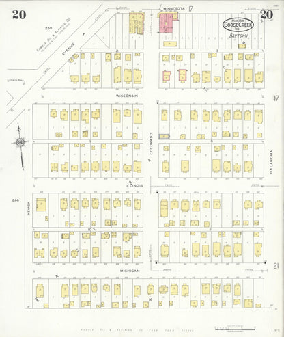 Sanborn Fire Insurance Map from Goose Creek, Harris County, Texas (1931), Sheet #0020 - Complete Map Set gallery image, historic Sanborn map, vintage wall art, Texas Texas