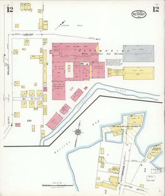 Sanborn Fire Insurance Map from Keyport, Monmouth County, New Jersey (1923), Sheet #0012 - Historic Sanborn Fire Insurance Map Print, vintage old map wall art, antique decor, genealogy gift, New Jersey New Jersey map