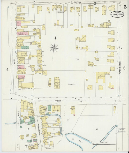 Sanborn Fire Insurance Map from Hempstead, Nassau County, New York (1897), Sheet #0005 - Historic Sanborn Fire Insurance Map Print, vintage old map wall art, antique decor, genealogy gift, New York New York map