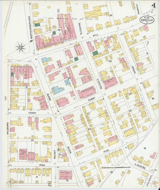 Sanborn Fire Insurance Map from Danville, Montour County, Pennsylvania (1901), Sheet #0004 - Historic Sanborn Fire Insurance Map Print, vintage old map wall art, antique decor, genealogy gift, Pennsylvania Pennsylvania map