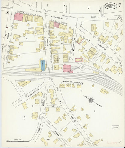 Sanborn Fire Insurance Map from Stoughton, Norfolk County, Massachusetts (1912), Sheet #0007 - Complete Map Set gallery image, historic Sanborn map, vintage wall art, Massachusetts Massachusetts