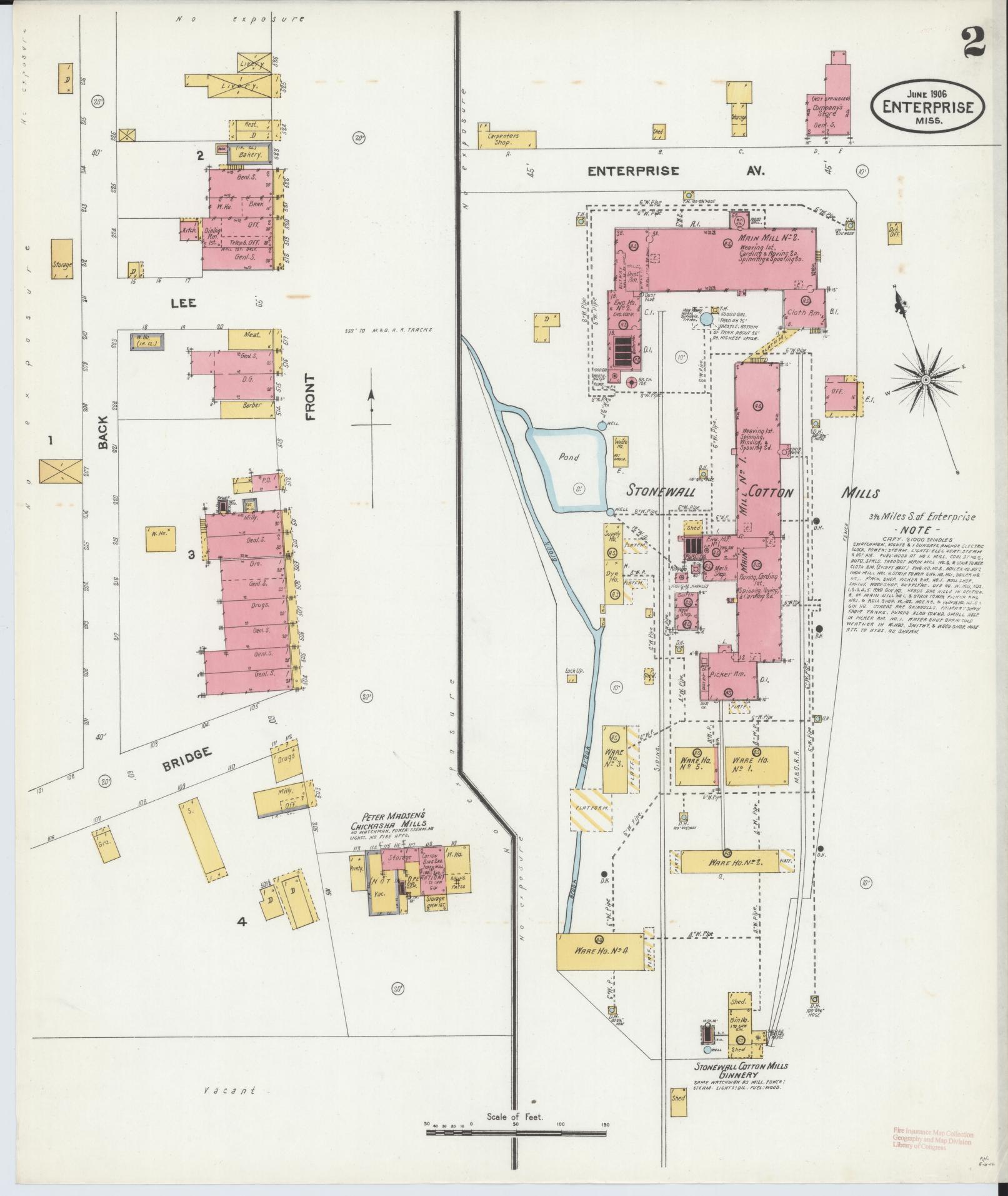 Sanborn Fire Insurance Map from Enterprize, Clarke County, Mississippi (1906), Sheet #0002 - Complete Map Set gallery image, historic Sanborn map, vintage wall art, Mississippi Mississippi