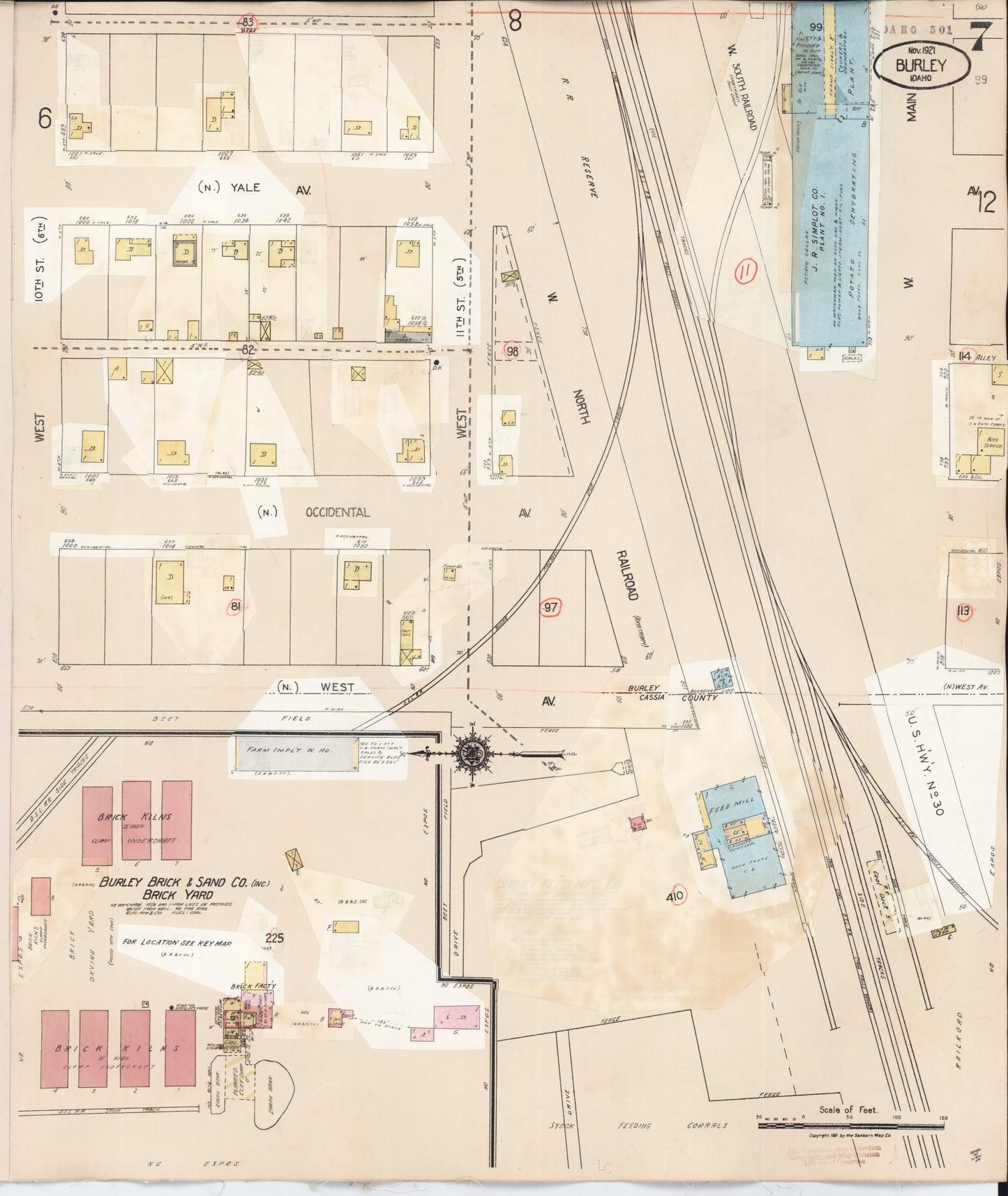 Sanborn Fire Insurance Map from Burley, Cassia County, Idaho (1949), Sheet #0007 - Complete Map Set gallery image, historic Sanborn map, vintage wall art, Idaho Idaho