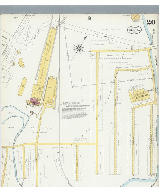 Sanborn Fire Insurance Map from Merrill, Lincoln County, Wisconsin (1902), Sheet #0020 - Historic Sanborn Fire Insurance Map Print, vintage old map wall art, antique decor, genealogy gift, Wisconsin Wisconsin map