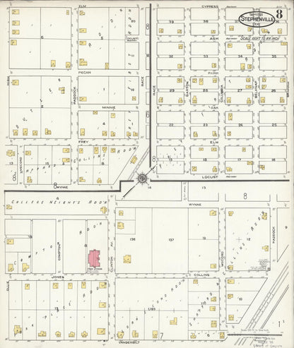 Sanborn Fire Insurance Map from Stephenville, Erath County, Texas (1921), Sheet #0008 - Complete Map Set gallery image, historic Sanborn map, vintage wall art, Texas Texas