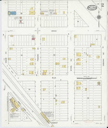 Sanborn Fire Insurance Map from Milliken, Weld County, Colorado (1917), Sheet #0002 - Complete Map Set gallery image, historic Sanborn map, vintage wall art, Colorado Colorado