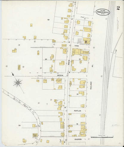 Sanborn Fire Insurance Map from Ronceverte, Greenbrier County, West Virginia (1905), Sheet #0002 - Complete Map Set gallery image, historic Sanborn map, vintage wall art, West Virginia West Virginia