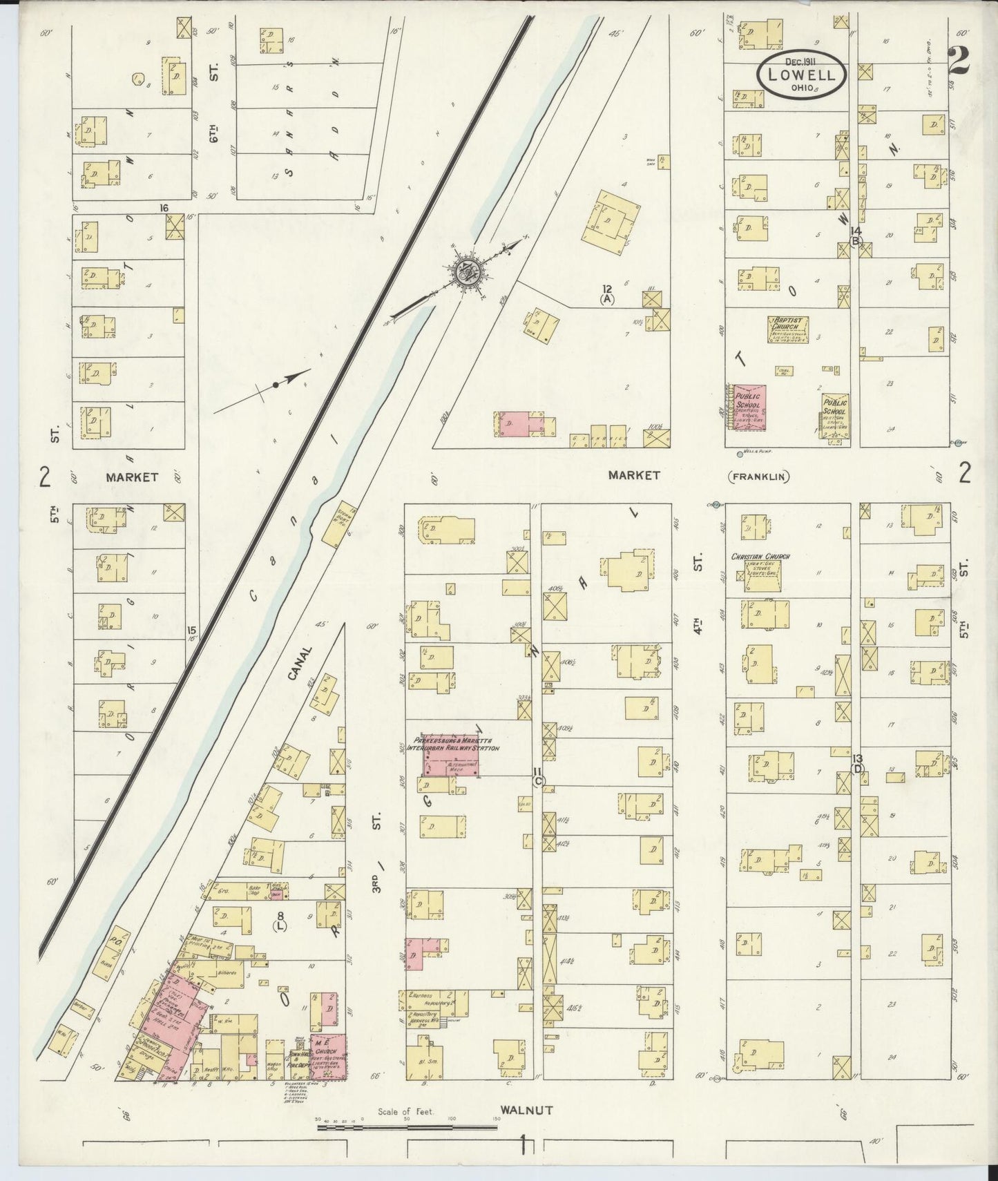 Sanborn Fire Insurance Map from Lowell, Washington County, Ohio (1911), Sheet #0002 - Complete Map Set gallery image, historic Sanborn map, vintage wall art, Ohio Ohio