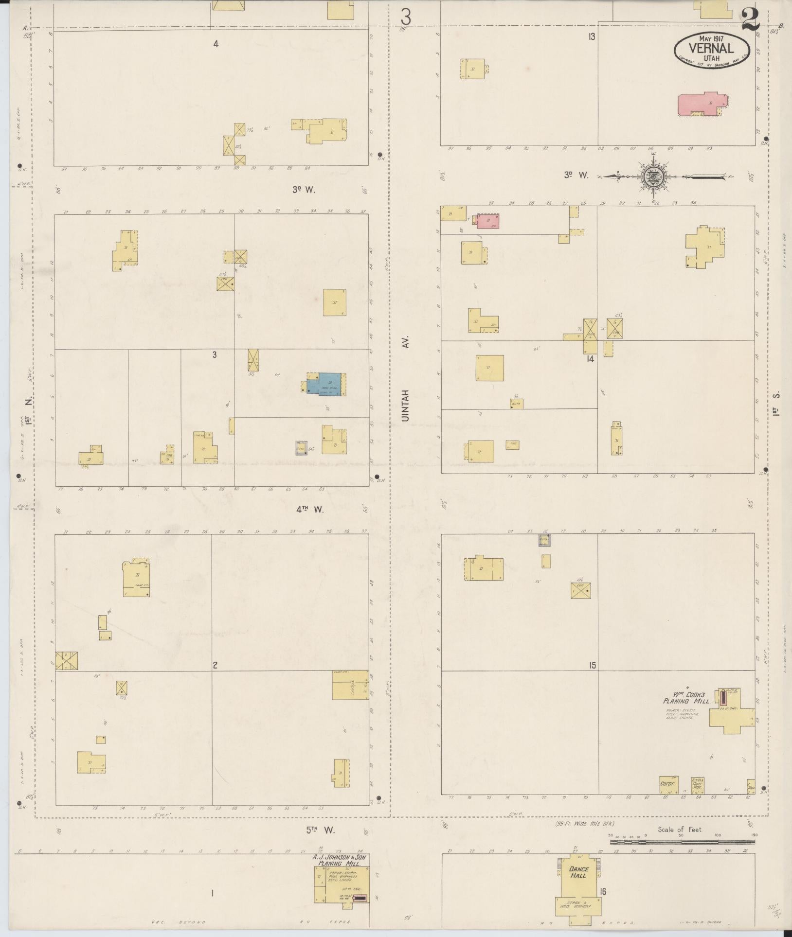 Sanborn Fire Insurance Map from Vernal, Uintah County, Utah (1917), Sheet #0002 - Complete Map Set gallery image, historic Sanborn map, vintage wall art, Utah Utah