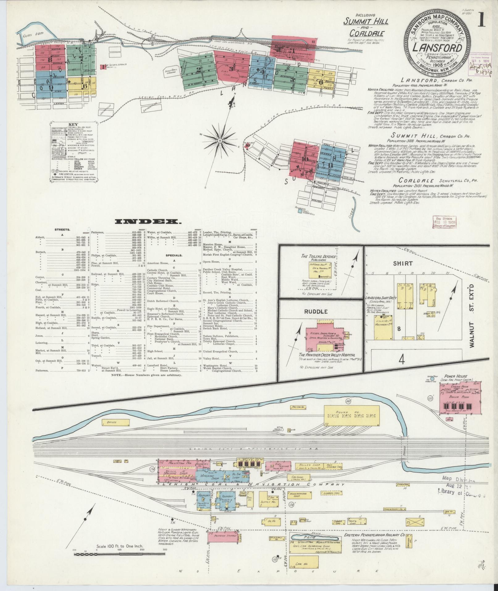 Sanborn Fire Insurance Map from Lansford, Carbon County, Pennsylvania. (1908) – Historic Sanborn Fire Insurance Map Print
