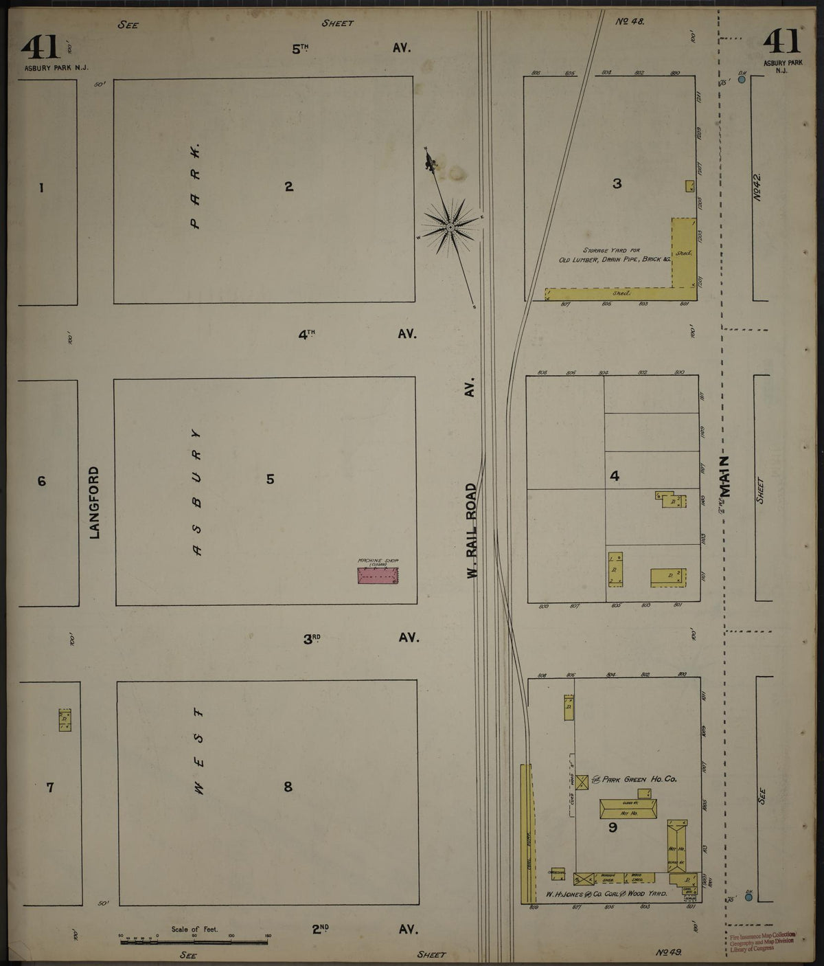 Sanborn Fire Insurance Map from New Jersey Coast, New Jersey Coast, New Jersey (1890), Sheet #0041 - Complete Map Set gallery image, historic Sanborn map, vintage wall art, New Jersey Coast New Jersey