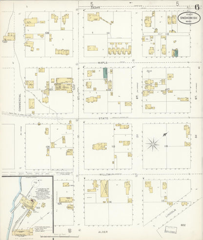 Sanborn Fire Insurance Map from Snohomish, Snohomish County, Washington (1897), Sheet #0006 - Complete Map Set gallery image, historic Sanborn map, vintage wall art, Washington Washington