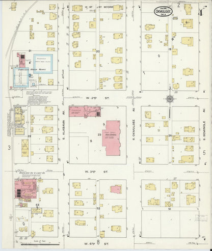 Sanborn Fire Insurance Map from Okmulgee, Okmulgee County, Oklahoma (1916), Sheet #0004 - Complete Map Set gallery image, historic Sanborn map, vintage wall art, Oklahoma Oklahoma