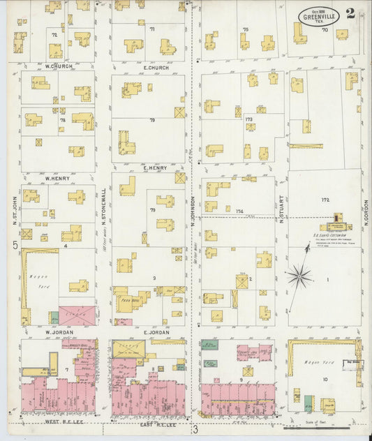 Sanborn Fire Insurance Map from Greenville, Hunt County, Texas (1898), Sheet #0002 - Historic Sanborn Fire Insurance Map Print, vintage old map wall art, antique decor, genealogy gift, Texas Texas map