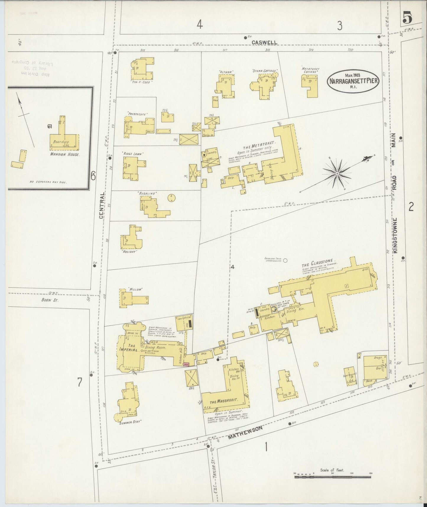 Sanborn Fire Insurance Map from Narragansett Pier, Washington County, Rhode Island (1903), Sheet #0005 - Complete Map Set gallery image, historic Sanborn map, vintage wall art, Rhode Island Rhode Island