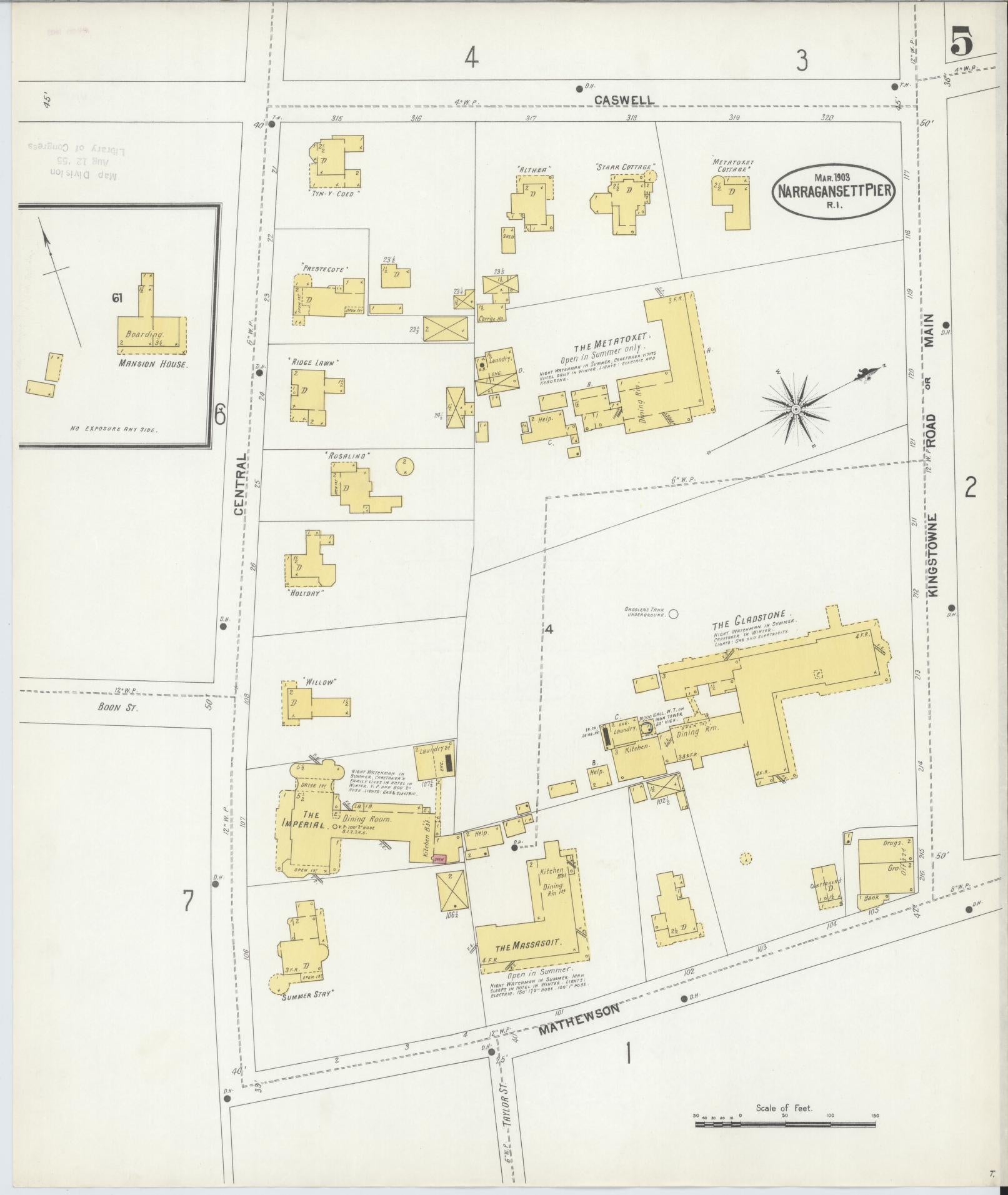 Sanborn Fire Insurance Map from Narragansett Pier, Washington County, Rhode Island (1903), Sheet #0005 - Complete Map Set gallery image, historic Sanborn map, vintage wall art, Rhode Island Rhode Island