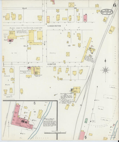 Sanborn Fire Insurance Map from Hartford City, Blackford County, Indiana (1896), Sheet #0006 - Complete Map Set gallery image, historic Sanborn map, vintage wall art, Indiana Indiana