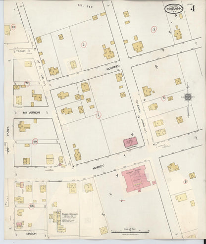 Sanborn Fire Insurance Map from Mabank, Kaufman County, Texas (1934), Sheet #0004 - Historic Sanborn Fire Insurance Map Print, vintage old map wall art, antique decor, genealogy gift, Texas Texas map