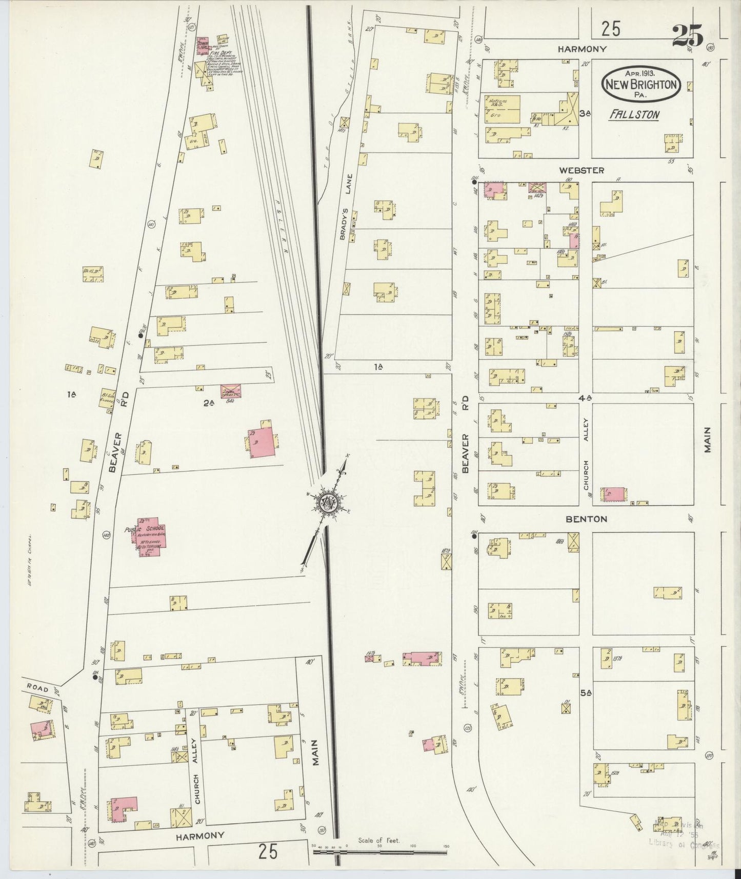 Sanborn Fire Insurance Map from New Brighton, Beaver County, Pennsylvania (1913), Sheet #0025 - Complete Map Set gallery image, historic Sanborn map, vintage wall art, Pennsylvania Pennsylvania
