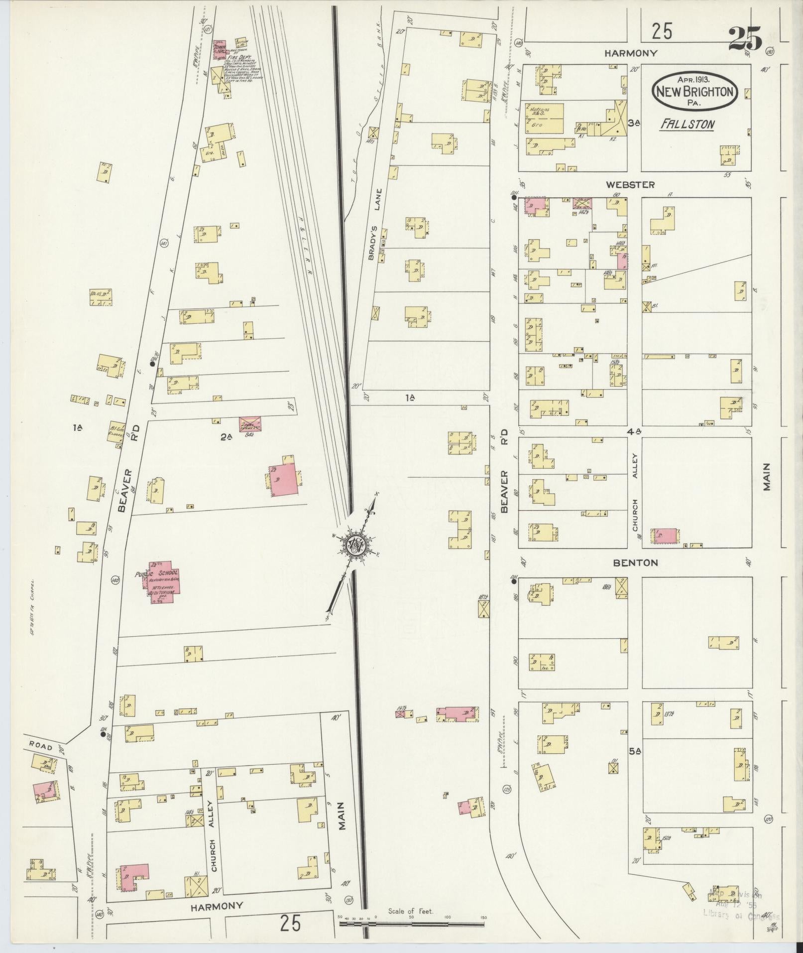 Sanborn Fire Insurance Map from New Brighton, Beaver County, Pennsylvania (1913), Sheet #0025 - Complete Map Set gallery image, historic Sanborn map, vintage wall art, Pennsylvania Pennsylvania