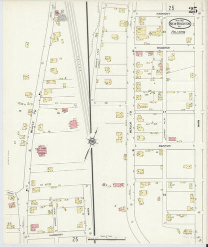 Sanborn Fire Insurance Map from New Brighton, Beaver County, Pennsylvania (1913), Sheet #0025 - Complete Map Set gallery image, historic Sanborn map, vintage wall art, Pennsylvania Pennsylvania
