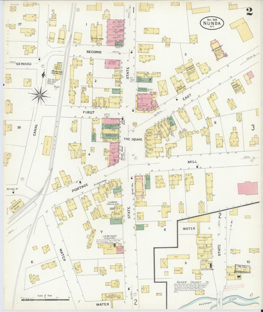 Sanborn Fire Insurance Map from Nunda, Livingston County, New York (1908), Sheet #0002 - Historic Sanborn Fire Insurance Map Print, vintage old map wall art, antique decor, genealogy gift, New York New York map