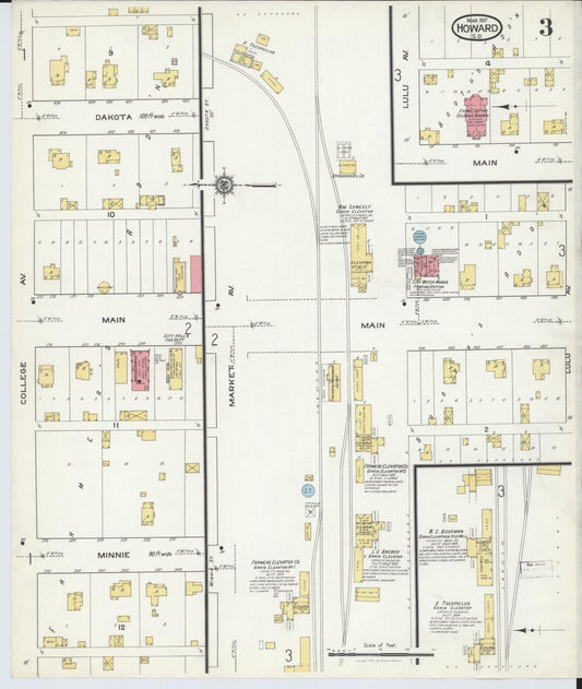 Sanborn Fire Insurance Map from Howard, Miner County, South Dakota (1917), Sheet #0003 - Historic Sanborn Fire Insurance Map Print, vintage old map wall art, antique decor, genealogy gift, South Dakota South Dakota map