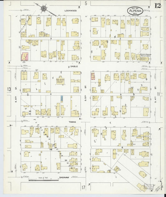 Sanborn Fire Insurance Map from Alpena, Alpena County, Michigan (1910), Sheet #0012 - Historic Sanborn Fire Insurance Map Print, vintage old map wall art, antique decor, genealogy gift, Michigan Michigan map