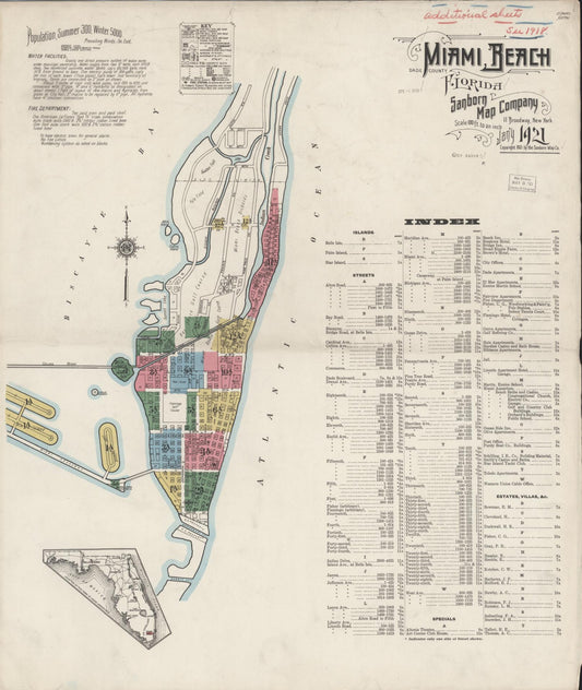 Sanborn Fire Insurance Map from Miami Beach, Dade County, Florida. (1921) – Historic Sanborn Fire Insurance Map Print