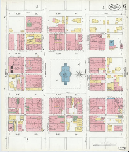 Sanborn Fire Insurance Map from Marion, Grant County, Indiana (1901), Sheet #0006 - Historic Sanborn Fire Insurance Map Print, vintage old map wall art, antique decor, genealogy gift, Indiana Indiana map
