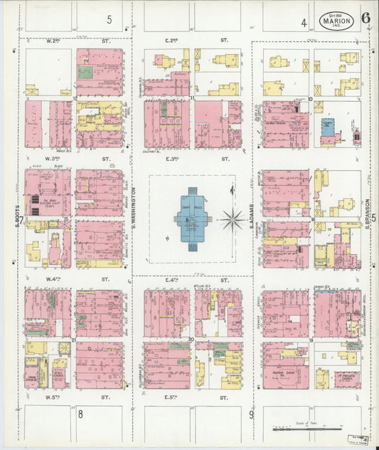Sanborn Fire Insurance Map from Marion, Grant County, Indiana (1901), Sheet #0006 - Historic Sanborn Fire Insurance Map Print, vintage old map wall art, antique decor, genealogy gift, Indiana Indiana map