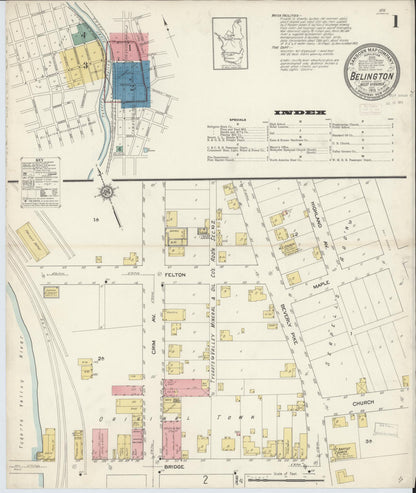 Sanborn Fire Insurance Map from Belington, Barbour County, West Virginia (1913), Sheet #0001 - Complete Map Set gallery image, historic Sanborn map, vintage wall art, West Virginia West Virginia