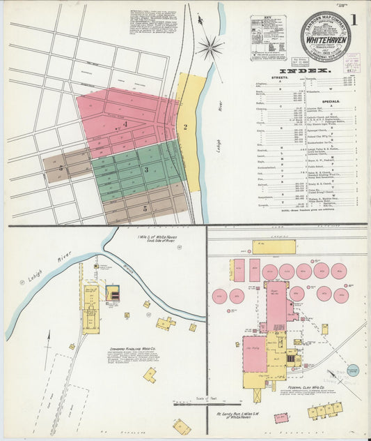 Sanborn Fire Insurance Map from White Haven, Luzerne County, Pennsylvania (1903), Sheet #0001 - Complete Map Set gallery image, historic Sanborn map, vintage wall art, Pennsylvania Pennsylvania