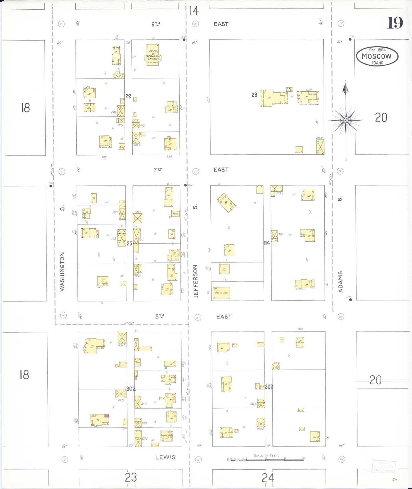 Sanborn Fire Insurance Map from Moscow, Latah County, Idaho (1904), Sheet #0019 - Complete Map Set gallery image, historic Sanborn map, vintage wall art, Idaho Idaho