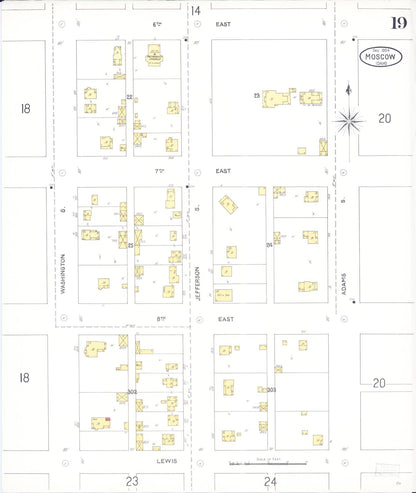 Sanborn Fire Insurance Map from Moscow, Latah County, Idaho (1904), Sheet #0019 - Complete Map Set gallery image, historic Sanborn map, vintage wall art, Idaho Idaho