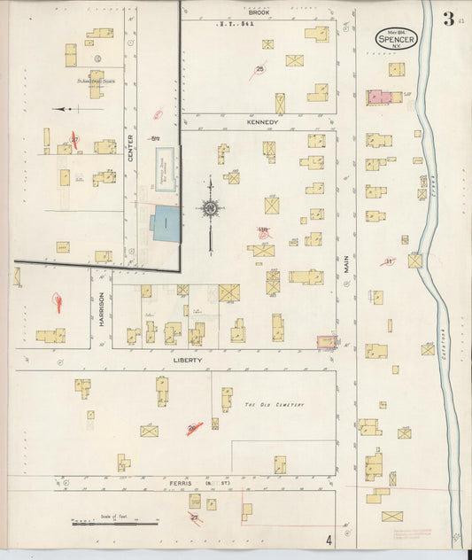 Sanborn Fire Insurance Map from Spencer, Tioga County, New York (1938), Sheet #0003 - Historic Sanborn Fire Insurance Map Print, vintage old map wall art, antique decor, genealogy gift, New York New York map