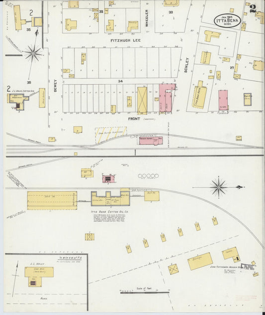 Sanborn Fire Insurance Map from Itta Bena, Leflore County, Mississippi (1905), Sheet #0002 - Historic Sanborn Fire Insurance Map Print, vintage old map wall art, antique decor, genealogy gift, Mississippi Mississippi map